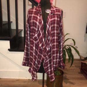 Elan maroon plaid shirt-jacket